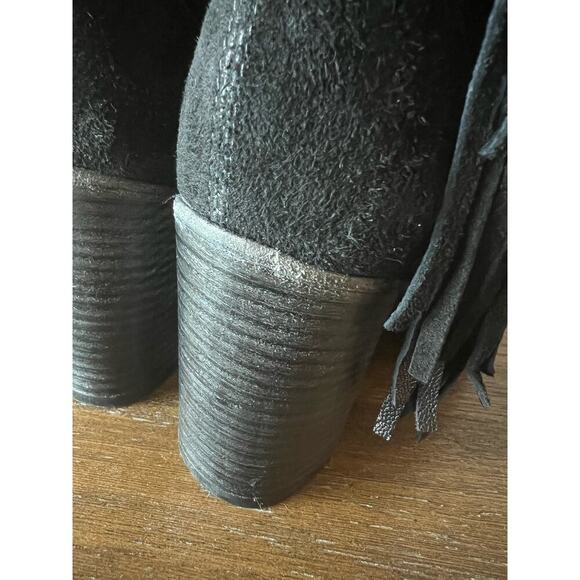 Free People Wild Rose Slouch Fringe Boot Black Suede Western - Size 36 (6-6.5) - Picture 11 of 11